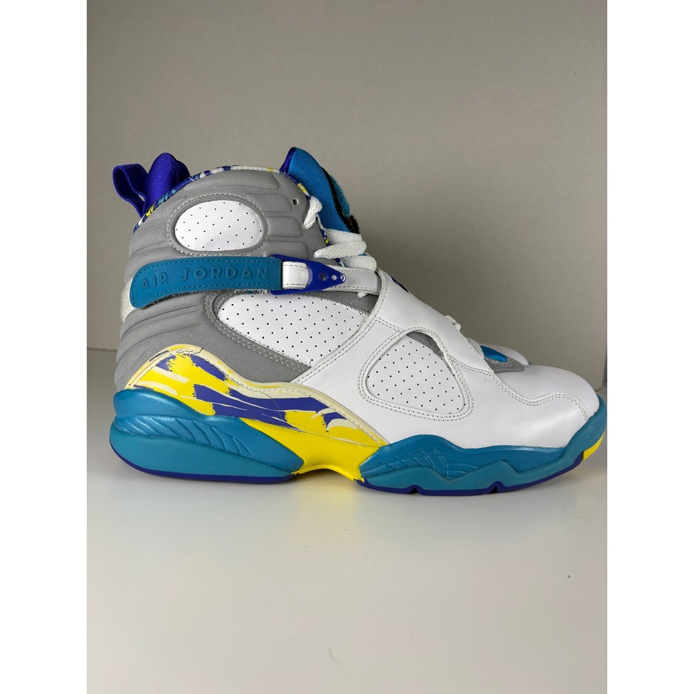 Jordan 8 Retro Womens Basketball Shoes Grey Teal Purple Yellow 305368-025